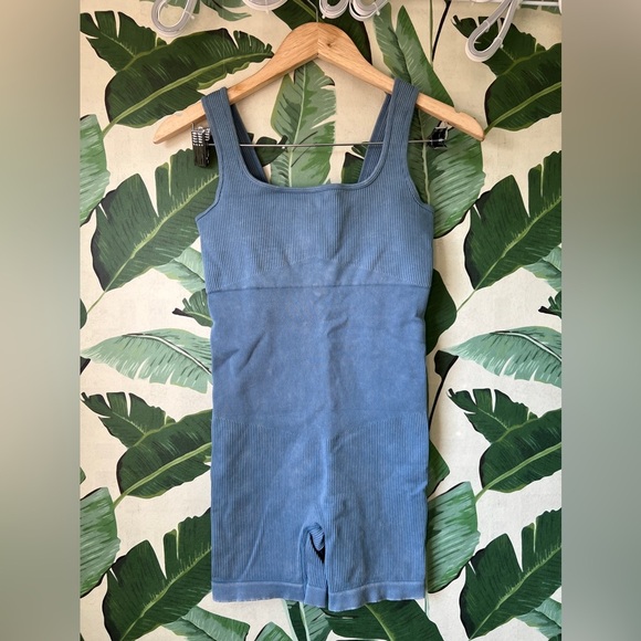 Kimberly Body Scult Romper Ribbed Blue Size M - Picture 3 of 10